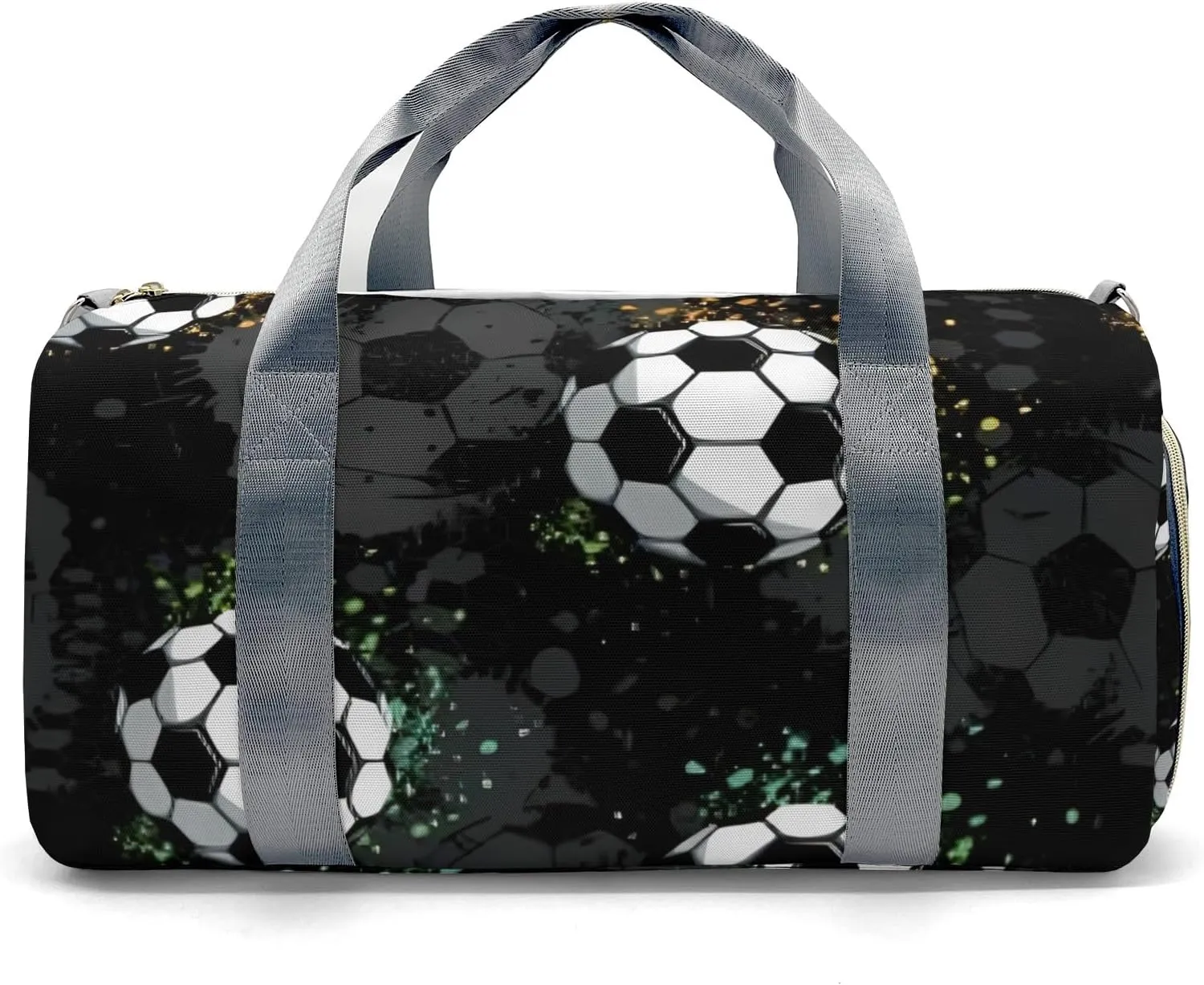 Black Print Soccer Personalized Gym Dance Bag for Girls Boys,Custom Name Sport Duffel Bag Weekender Bags Carry On Travel Duffel Bag