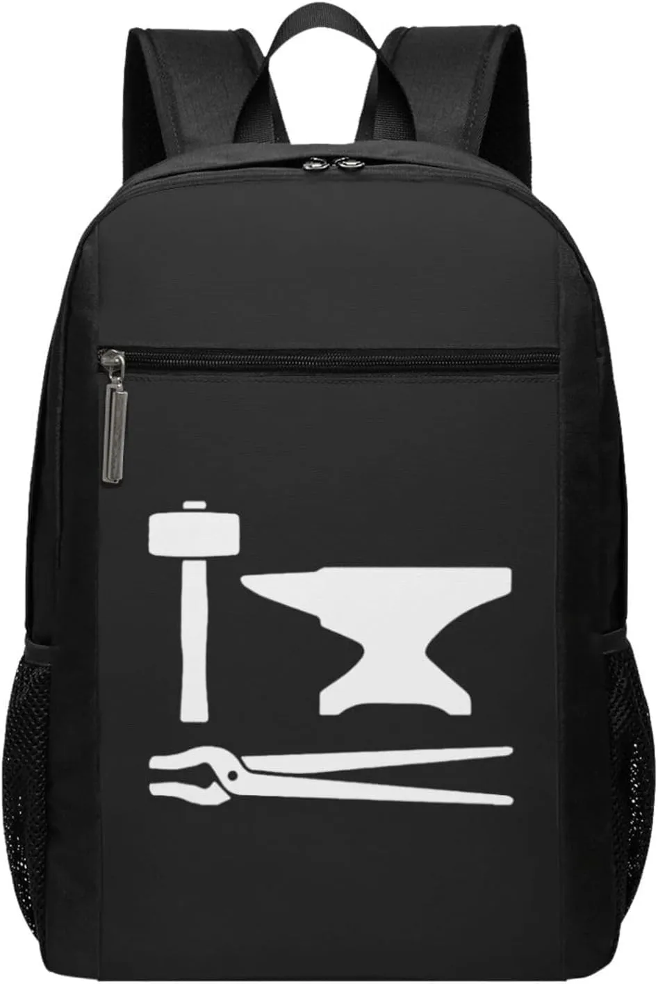 Blacksmith Hammer Logo Travel Laptop Backpack, Business Anti Theft Slim Sturdy Laptops Backpacks, College Computer Bag Gift for Men & Women Fits 17 Inch Notebook,Black