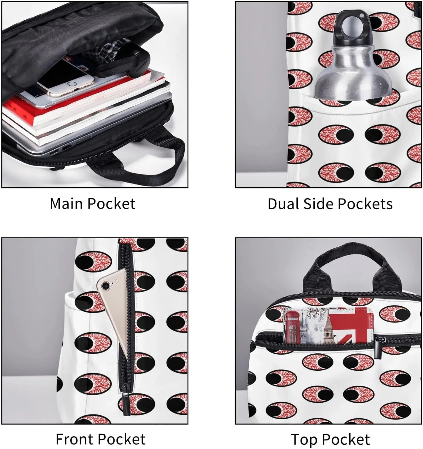 Bloodshot Eyeball Eyes To Eyes Casual Backpacks Large Capacity Laptop Backpack Sports Fitness Rucksack Travel Carry-On Daypack Adjustable Shoulder Strap Work Bag for Outdoor Camping