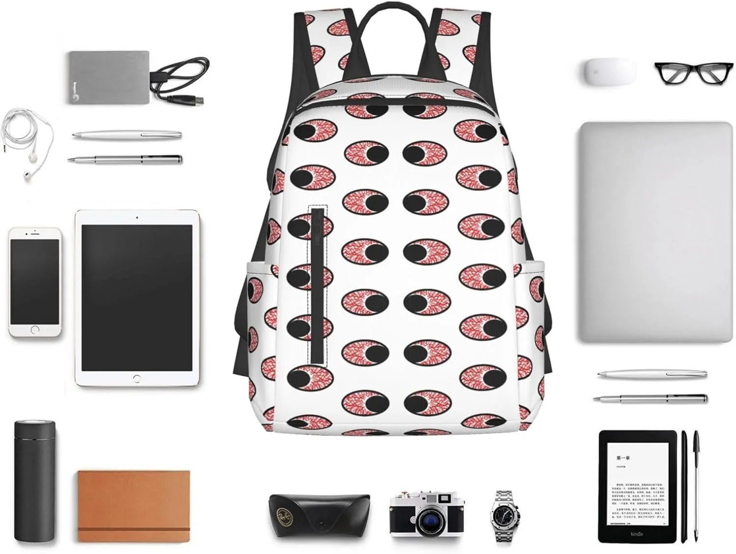Bloodshot Eyeball Eyes To Eyes Casual Backpacks Large Capacity Laptop Backpack Sports Fitness Rucksack Travel Carry-On Daypack Adjustable Shoulder Strap Work Bag for Outdoor Camping