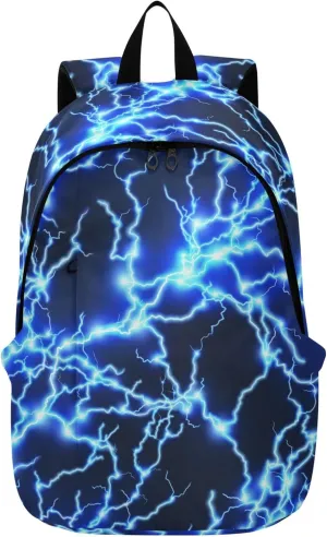 Blue Electricity Lightning Laptop Backpack Travel Hiking Camping Work Computer Back Packs Book Bags for Men Women