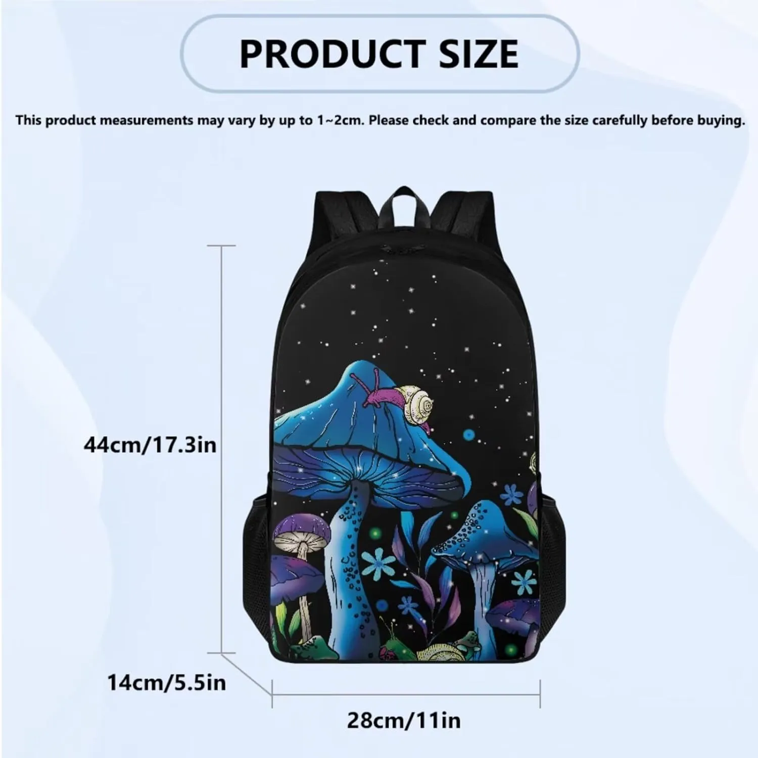 Blue Mushroom 3 Piece Kids Backpack Set School Backpacks for Girls Women Teacher Bookbag for Preschool Elementary Primary School Bags with Lunch Box Pencil Case Lightweight