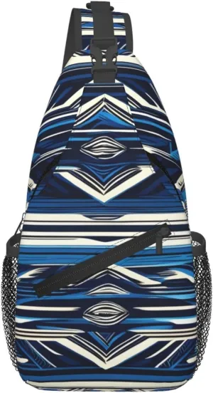 Blue Polynesian Maori Tribal Pattern print Cross bag, chest crossbody bag, men's cross chest bag, adjustable outdoor travel bag