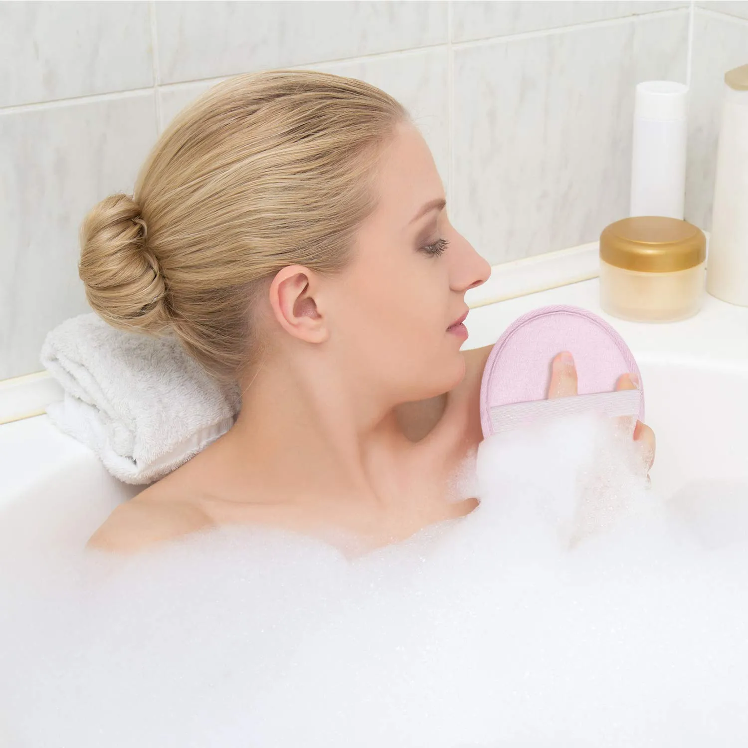 Boao 6 Pcs Bath Shower Pouf Sponge Mesh Pouf Shower Ball Exfoliating Body Sponge Pad Shower Scrubber Ball Shower Glove with Flower Bath Ball (Multi-Color)