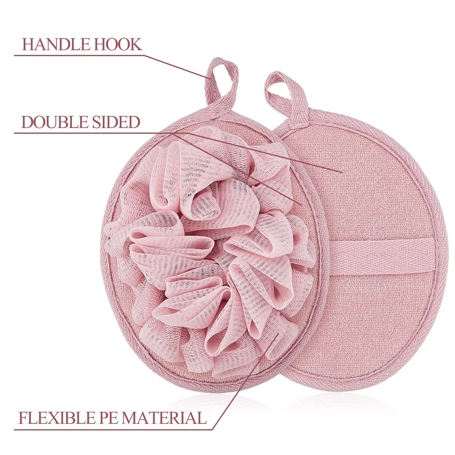 Boao 6 Pcs Bath Shower Pouf Sponge Mesh Pouf Shower Ball Exfoliating Body Sponge Pad Shower Scrubber Ball Shower Glove with Flower Bath Ball (Multi-Color)