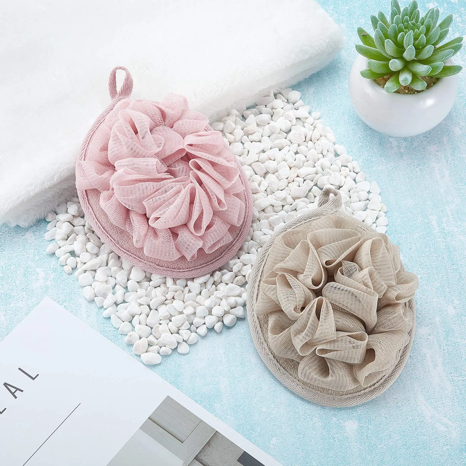 Boao 6 Pcs Bath Shower Pouf Sponge Mesh Pouf Shower Ball Exfoliating Body Sponge Pad Shower Scrubber Ball Shower Glove with Flower Bath Ball (Multi-Color)