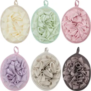Boao 6 Pcs Bath Shower Pouf Sponge Mesh Pouf Shower Ball Exfoliating Body Sponge Pad Shower Scrubber Ball Shower Glove with Flower Bath Ball (Multi-Color)