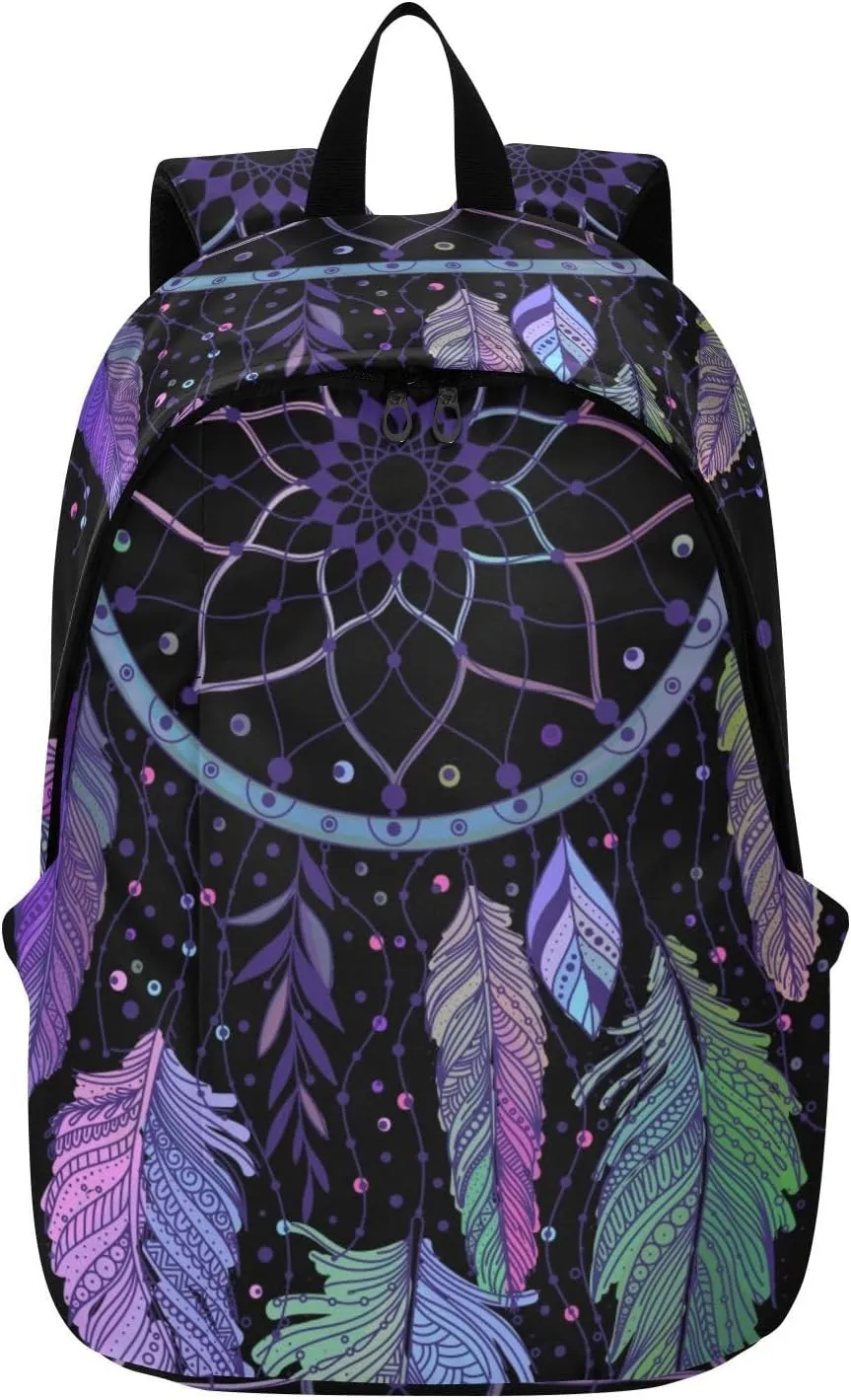 Bolaz Laptop Backpack Purse for Women Men-Dreamcatcher Feathers Ethnic Tribal， Travel Bag Casual Daypack with Compartment & Multiple Pockets Business Backpack