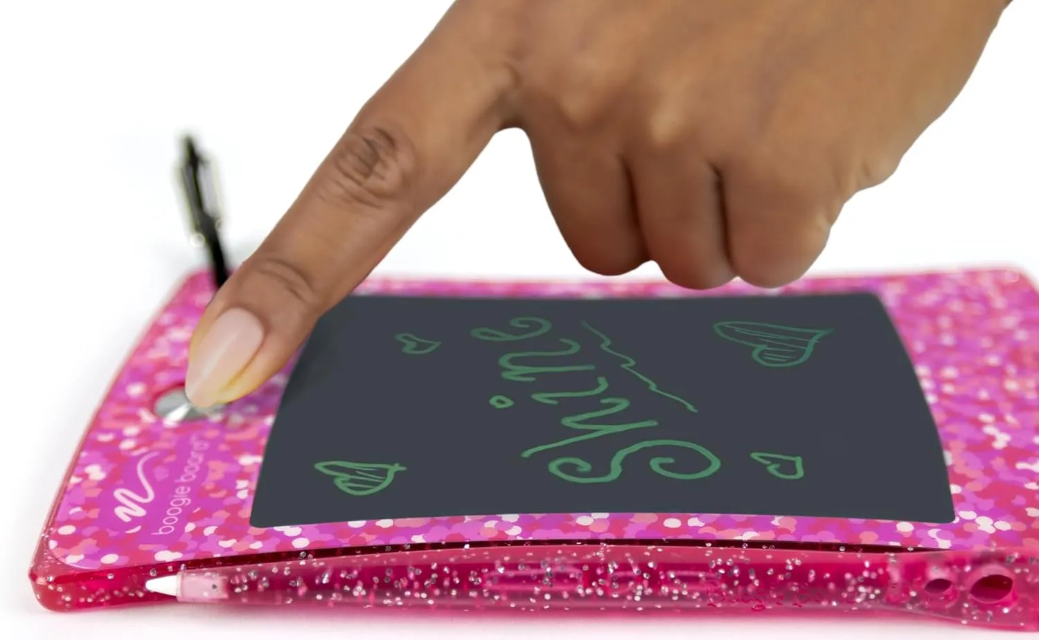 Boogie Board Jot Pocket Writing Tablet – Doodle Board Kids Travel Essentials LCD Screen Instant Erase Stylus Pen Kickstand Drawing Pad Girls Boys Educational Toy Birthday Gift Shimmer Collection Blue