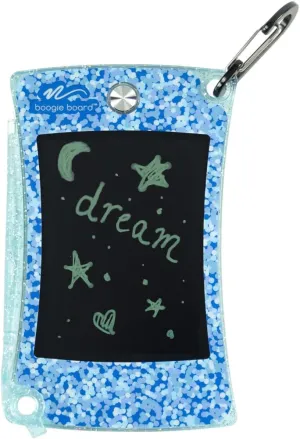 Boogie Board Jot Pocket Writing Tablet – Doodle Board Kids Travel Essentials LCD Screen Instant Erase Stylus Pen Kickstand Drawing Pad Girls Boys Educational Toy Birthday Gift Shimmer Collection Blue