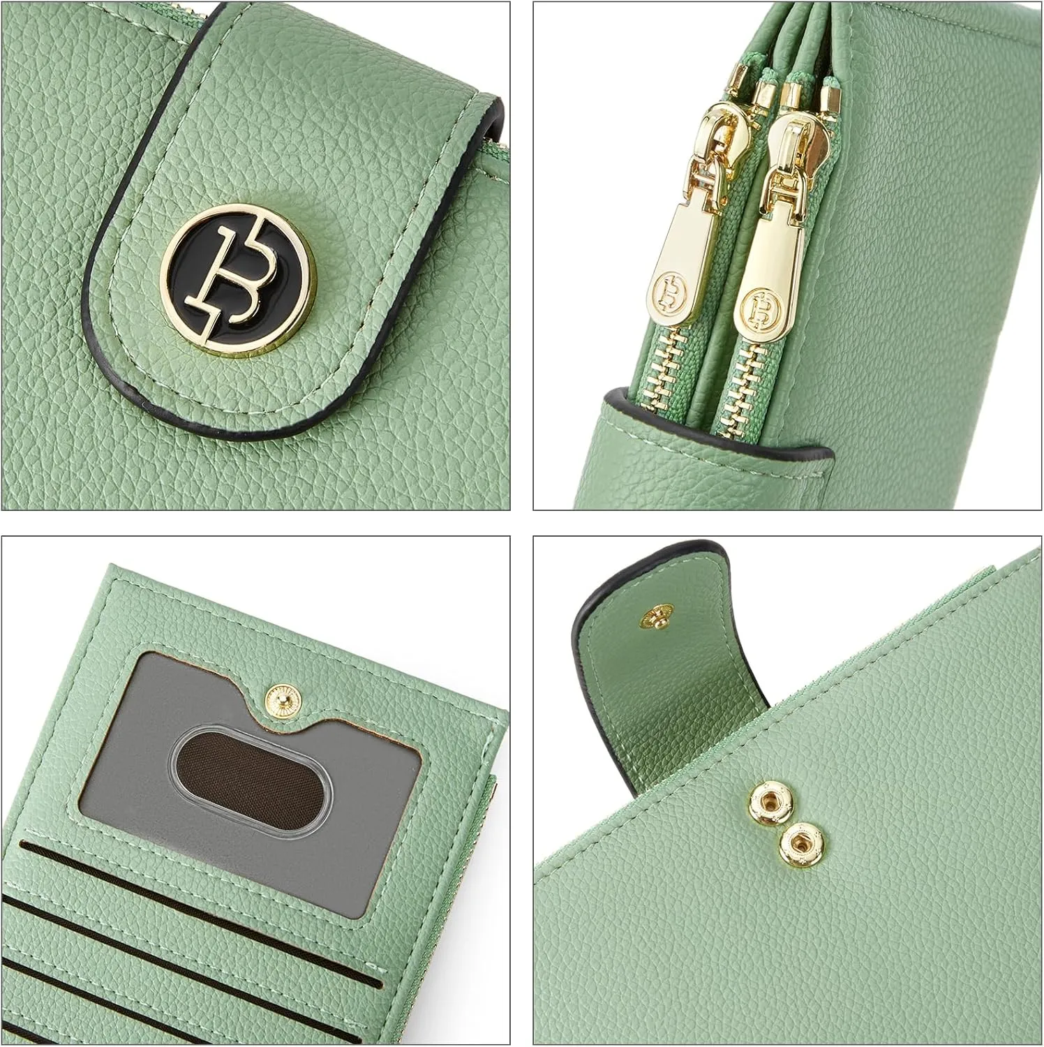 BOSTANTEN Leather Wallets for Women RFID Blocking Slim Bofild Purse Card Holder with Zipper Pocket