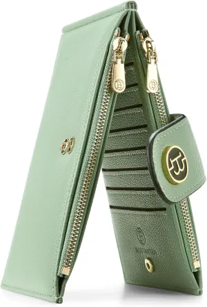 BOSTANTEN Leather Wallets for Women RFID Blocking Slim Bofild Purse Card Holder with Zipper Pocket