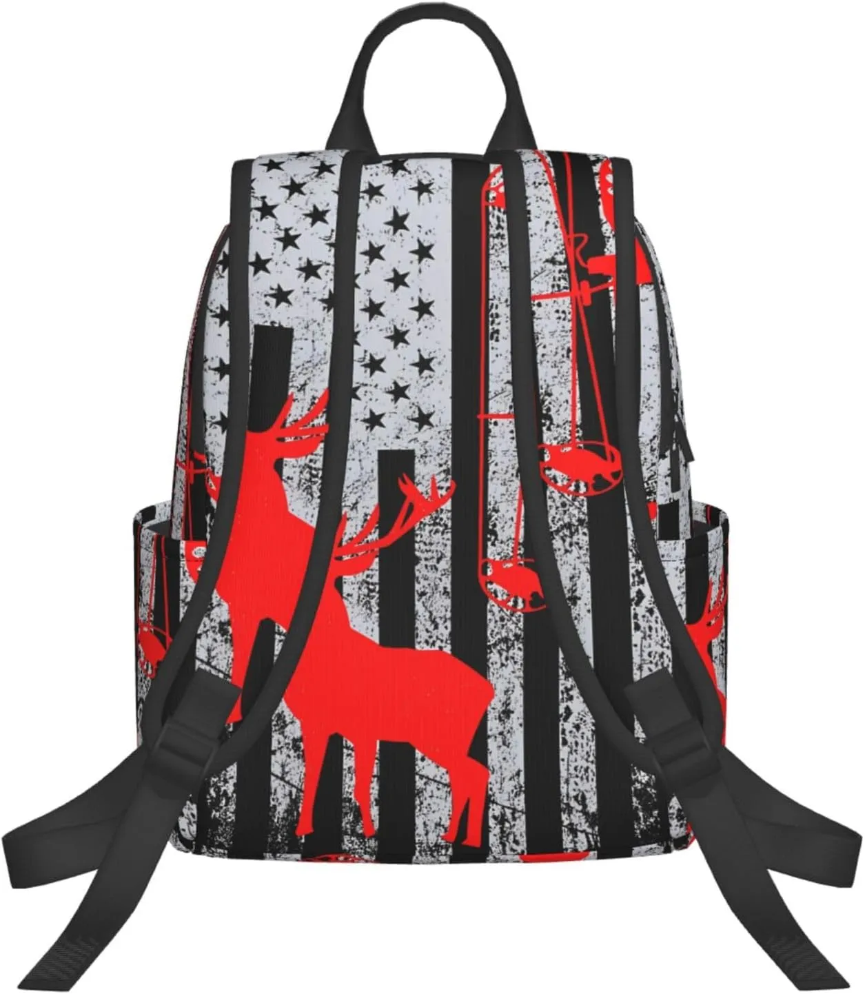 Bow Hunting American Flag Archery Deer Casual Backpacks Laptop Backpack Outdoor Travel Rucksack Sport Carry-On Daypack Lightweight Bag with Multi-Pockets