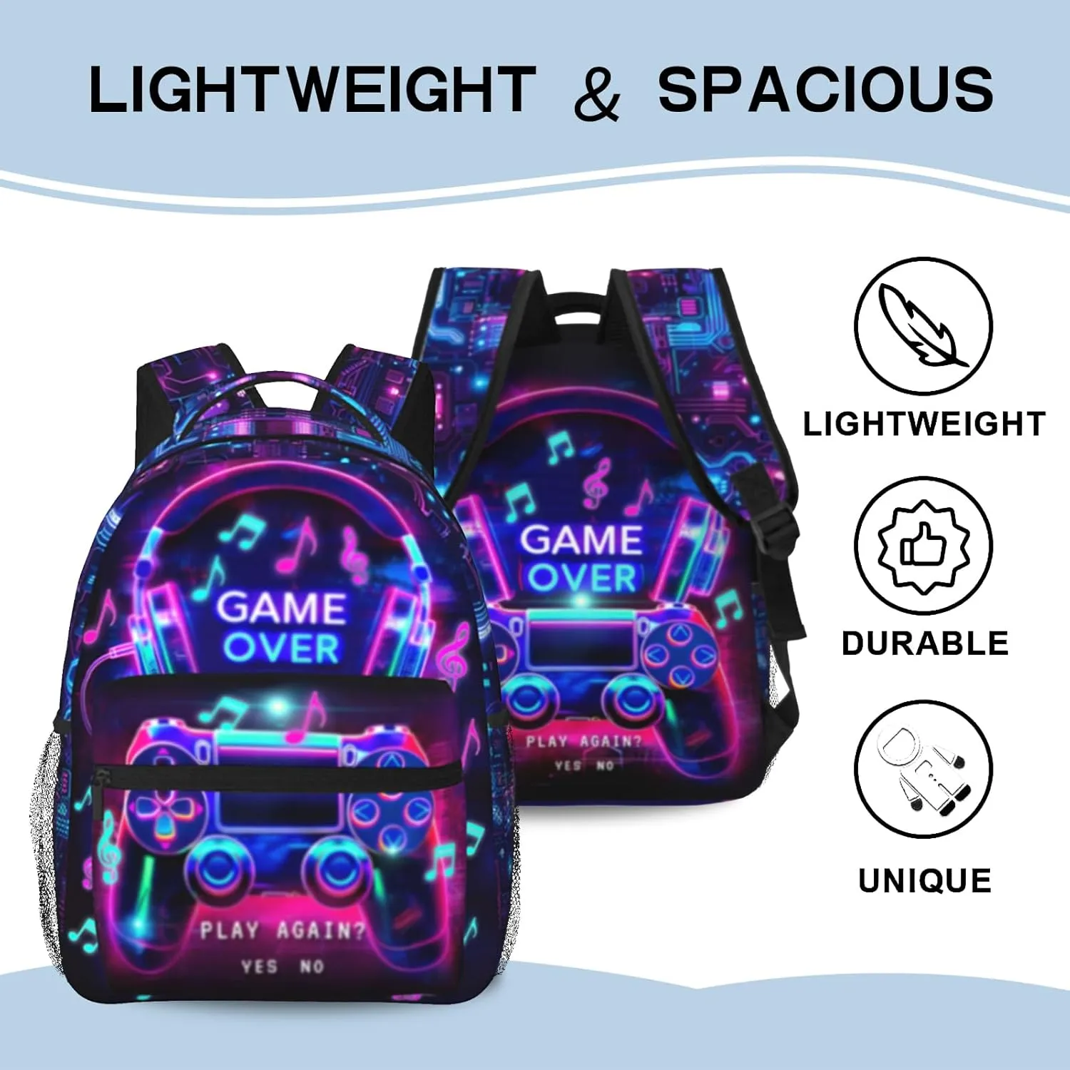 Boys Backpack Game Backpacks Video Game School Backpack for Ages 6-18 Kids Teens Elementary Middle School Bookbag Travel Back Pack