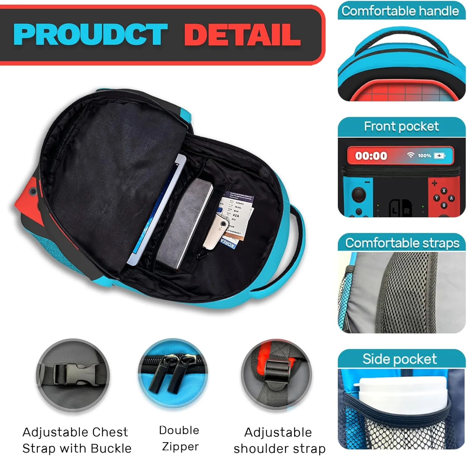 Boys Backpack, Gamer Backpacks For Kids Children Teens, Video Game Bookbag, Large Travel Laptop Backpacks