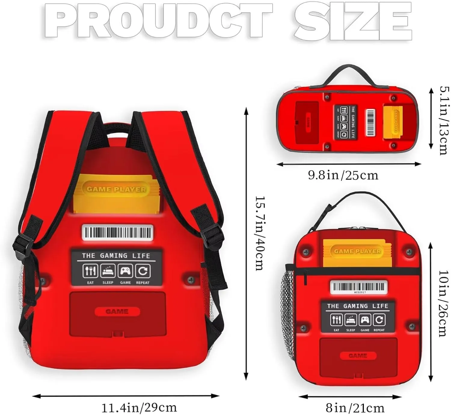 Boys Backpack Set With Lunch Bag and Pencil Case, Gamer Backpacks For Kids Boys Children Teens, Video Game Bookbag, Large Travel Laptop Backpacks…