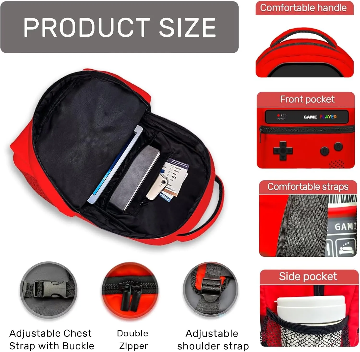 Boys Backpack Set With Lunch Bag and Pencil Case, Gamer Backpacks For Kids Boys Children Teens, Video Game Bookbag, Large Travel Laptop Backpacks…