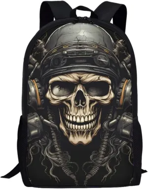 Boys Cool Skull Printed Bookbags Backpacks Kid Teen Child Casual Lightweight Schoolbag Travel Daypack,Rock Skull