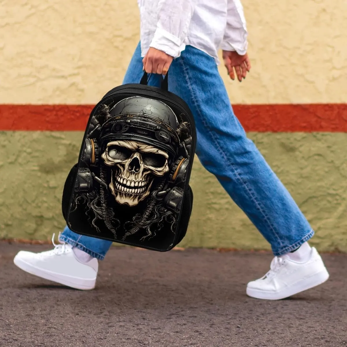 Boys Cool Skull Printed Bookbags Backpacks Kid Teen Child Casual Lightweight Schoolbag Travel Daypack,Rock Skull