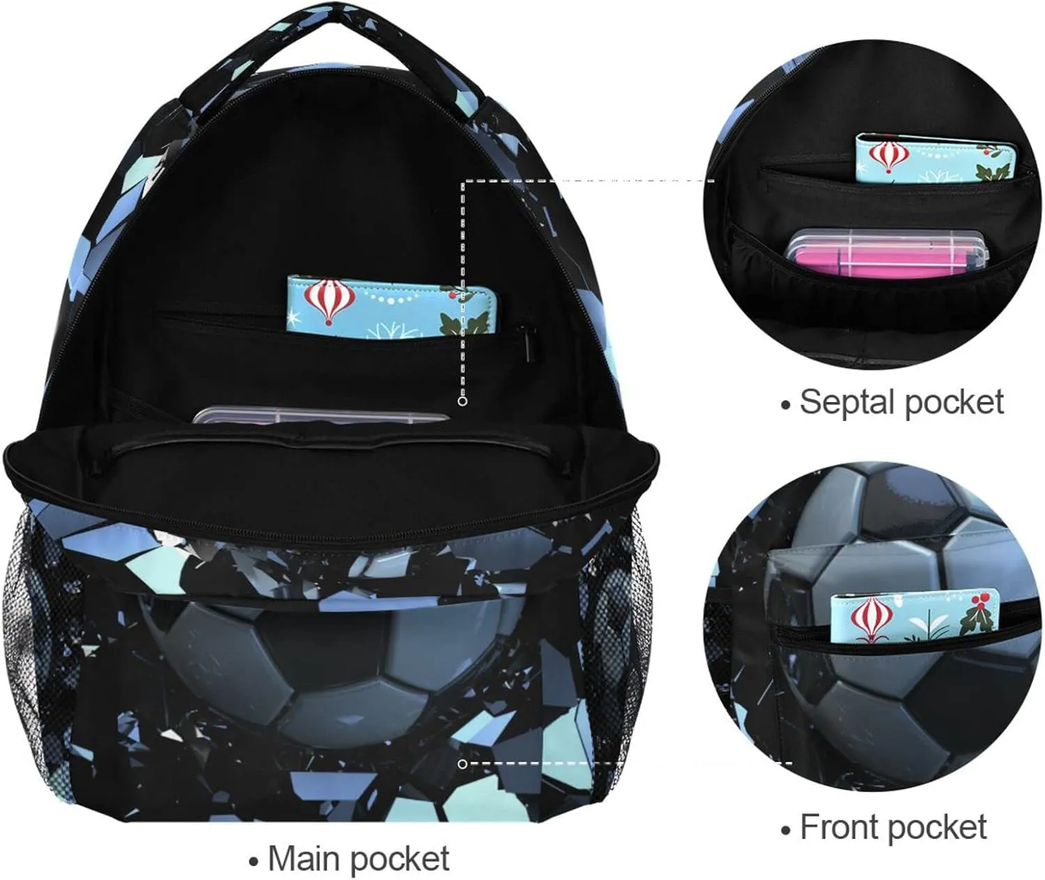 Boys Girls Kids Sport 3D Soccer School Backpacks Bookbag, Elementary School Bag Travel Backpack Daypack