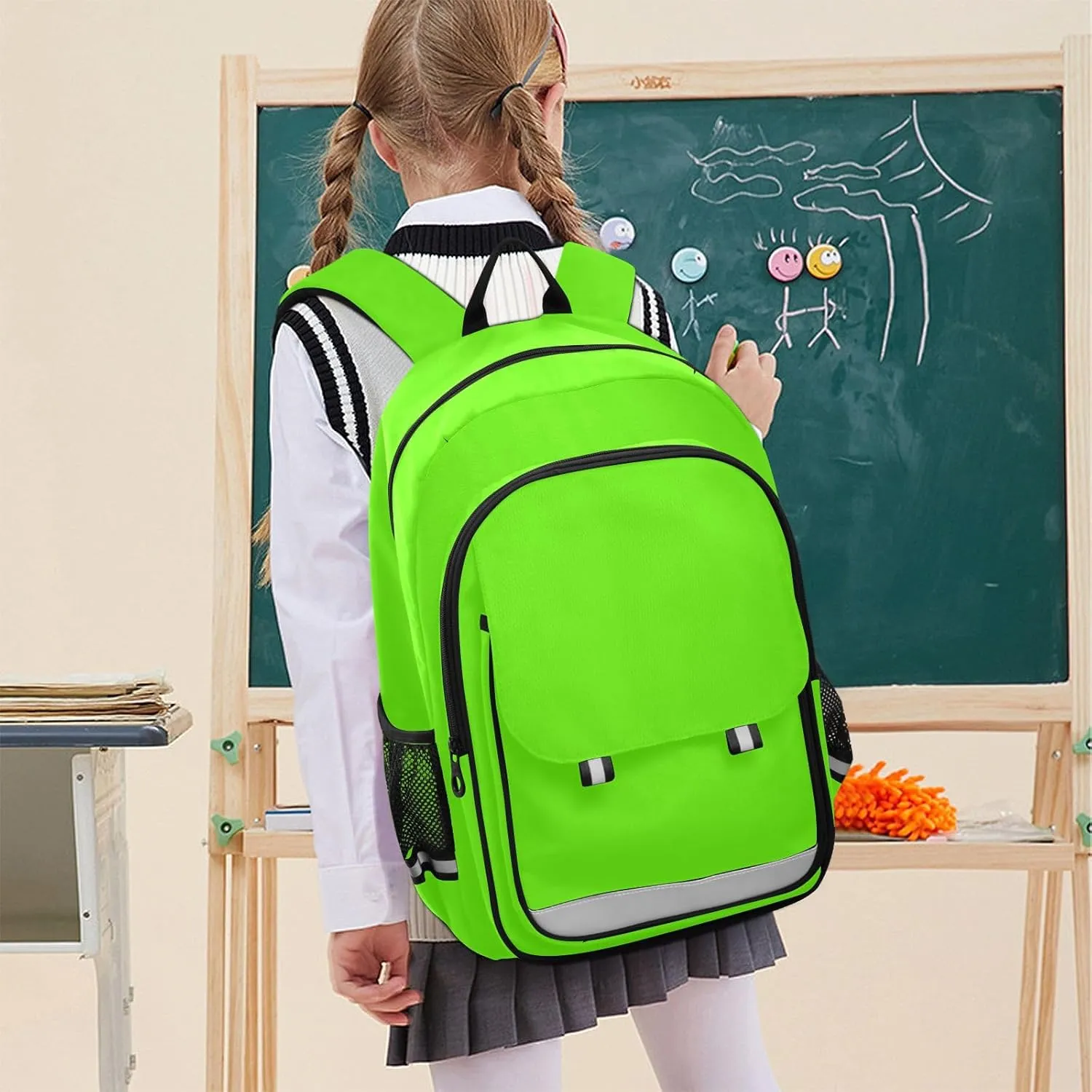 Bright Green Kid Backpacks, Backpack for School, Large Capacity Anti Theft Backpack, Backpacks for School Girls