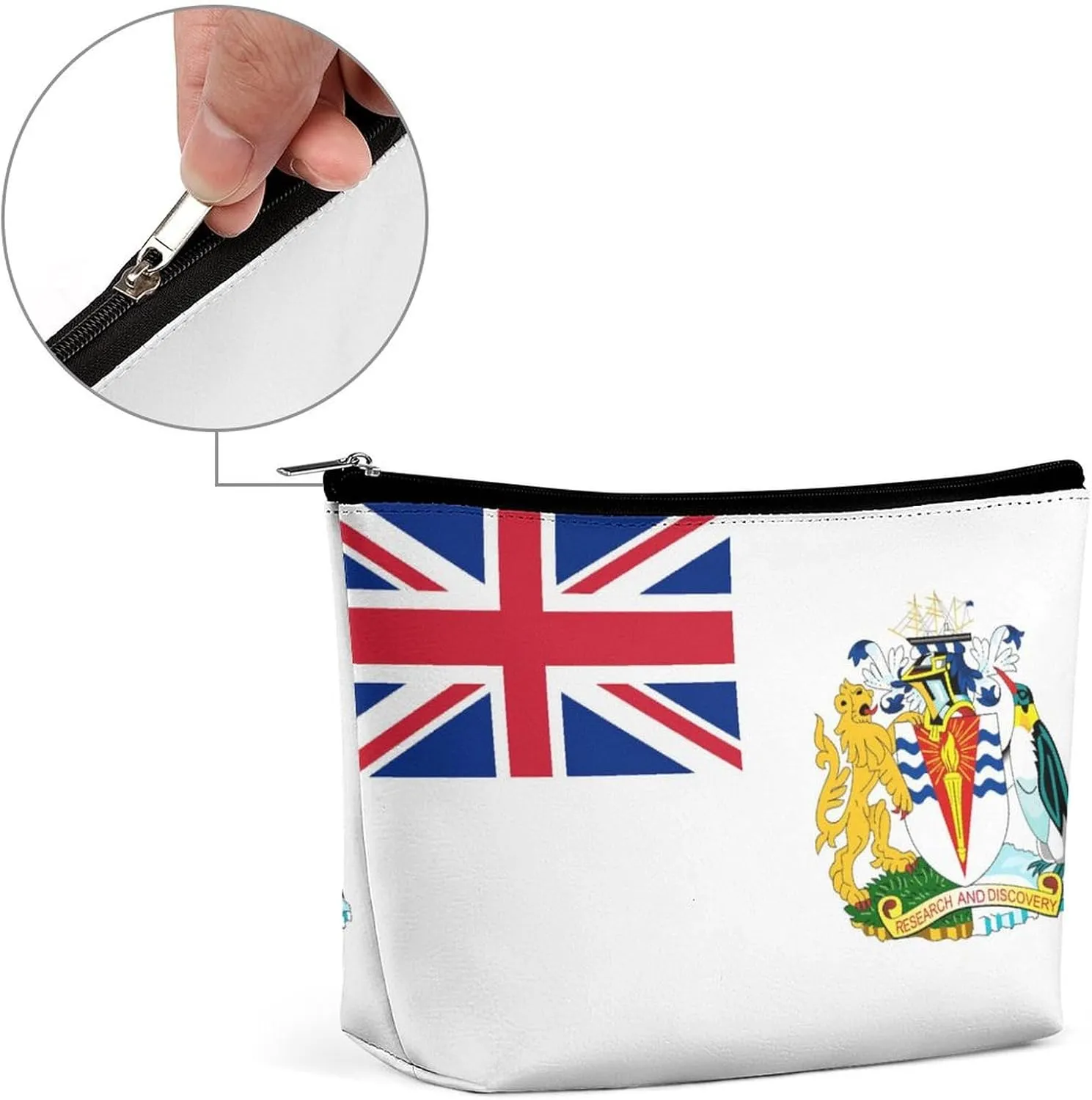 British Antarctic Territory Flag Portable Makeup Bag Zipper Cosmetic Pouch Organizer for Women Girls
