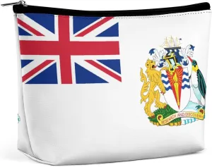 British Antarctic Territory Flag Portable Makeup Bag Zipper Cosmetic Pouch Organizer for Women Girls