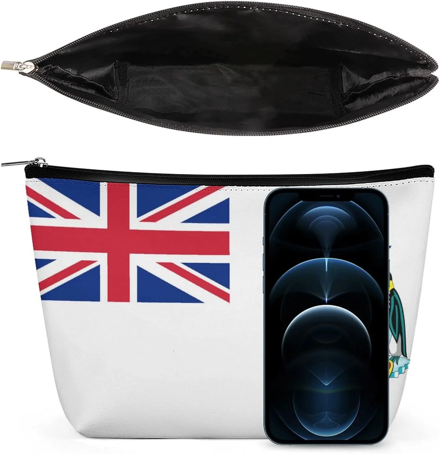 British Antarctic Territory Flag Portable Makeup Bag Zipper Cosmetic Pouch Organizer for Women Girls