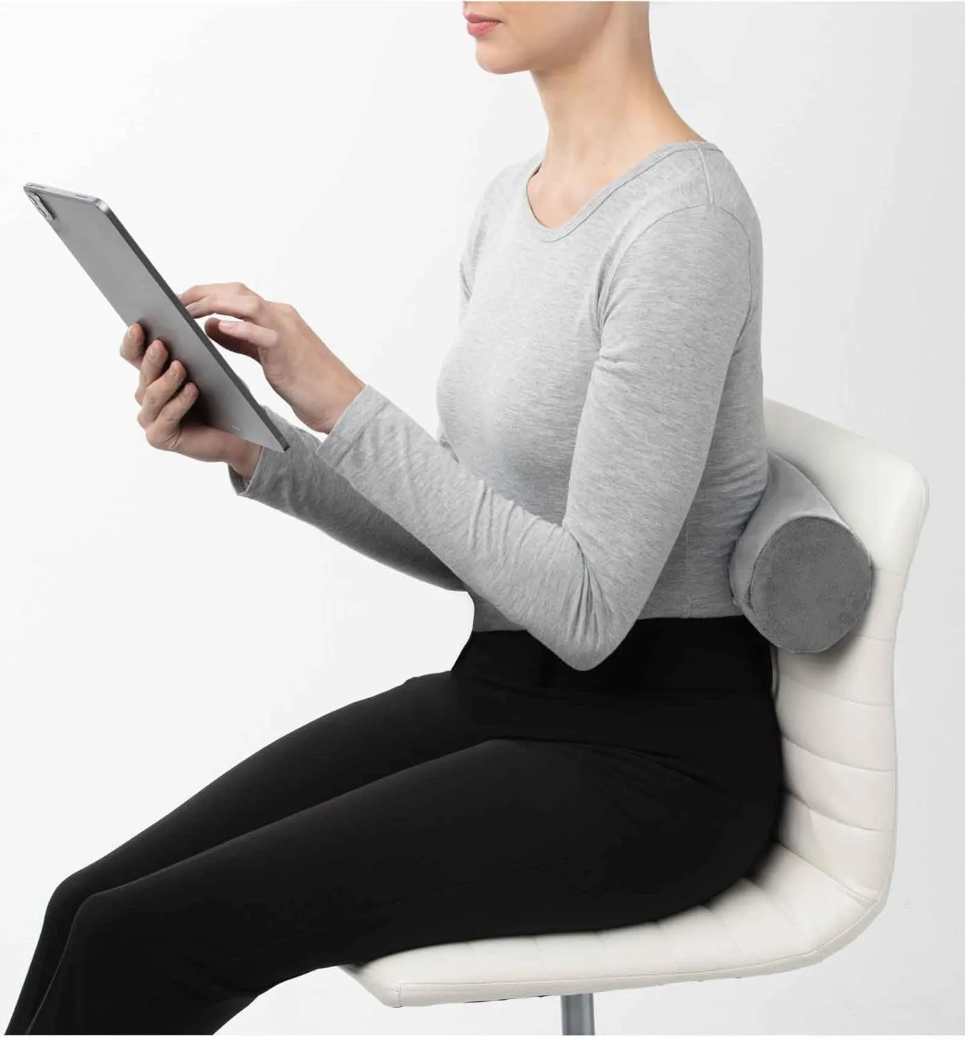 Brookstone Free Form Travel Pillow - Lightweight Flexible Memory Foam Travel Neck Pillow for Sleeping, Car, Airplane & Travel Support, Grey