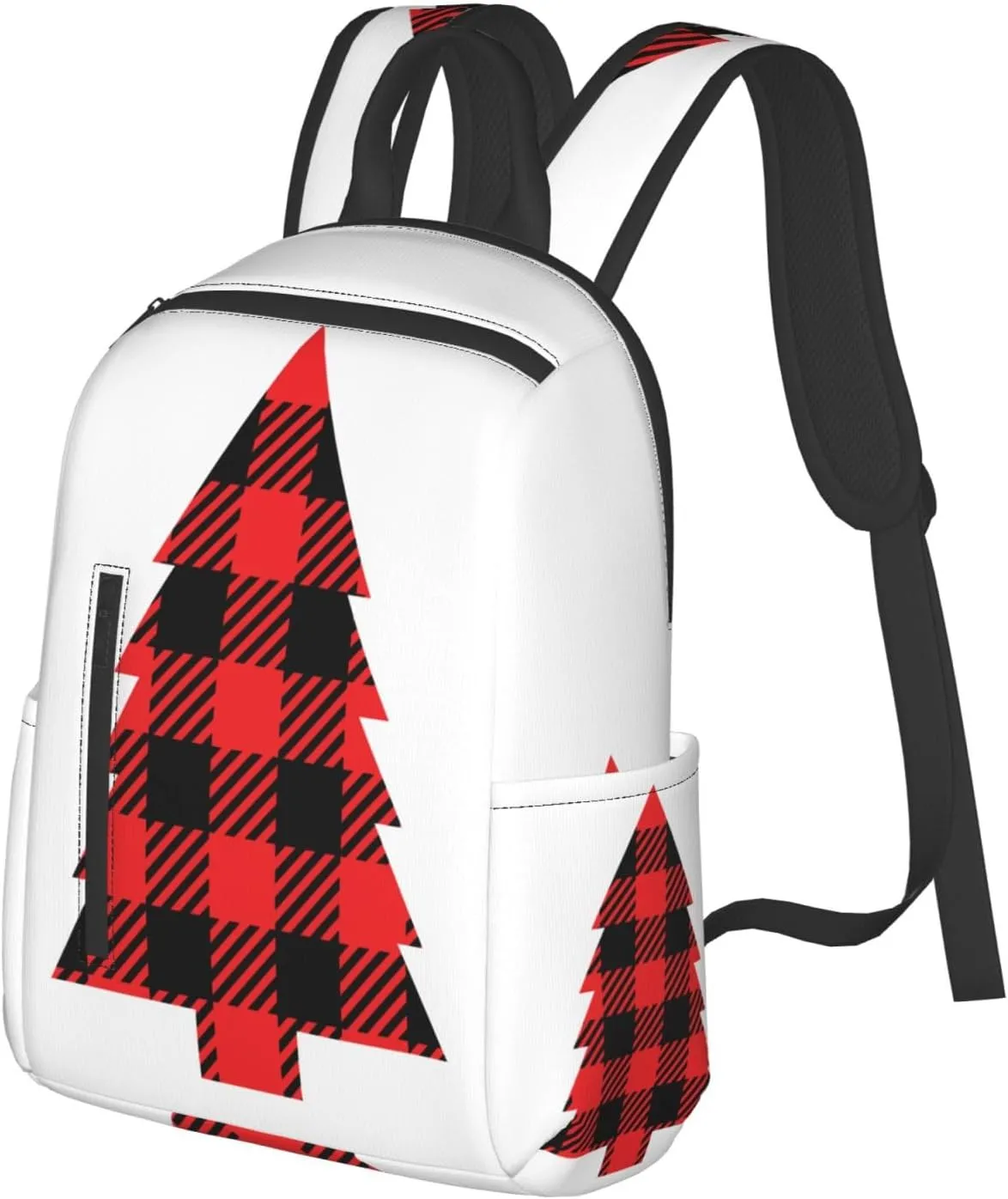 Buffalo Plaid Christmas Tree Casual Backpacks Large Capacity Laptop Backpack Sports Rucksack Travel Daypack Adjustable Shoulder Strap Work Bag for Outdoor Camping