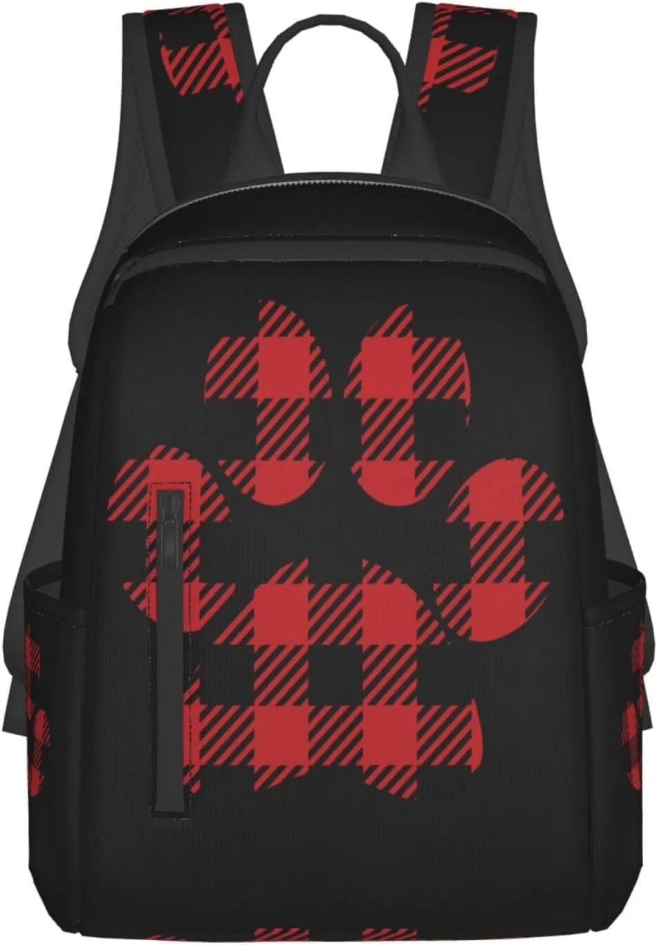 Buffalo Plaid Paw Casual Backpacks Large Capacity Laptop Backpack Sports Rucksack Travel Daypack Adjustable Shoulder Strap Work Bag for Outdoor Camping