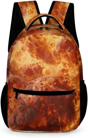 Burning Flames Explosion Fireball Unisex Small Backpack Lightweight Shoulder Bag Travel Daypack