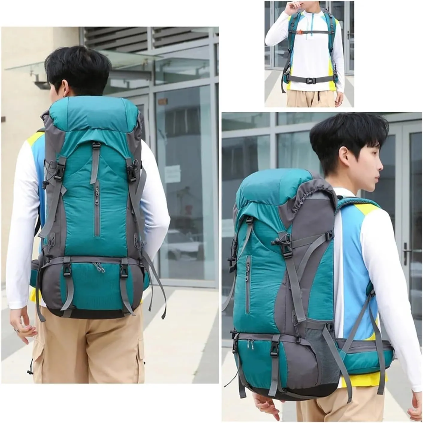 Business Backpack Camping Travel With Rain Cover Outdoor Mountaineering Backpack Shoulder Mountaineering Bag(Orange)