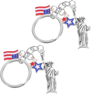 Cabilock 2Pcs Statue of Liberty Keychain with American Flag Design Patriotic Memorial Day Party Favors Versatile Keyring for Bags Backpacks and Purse Decorations