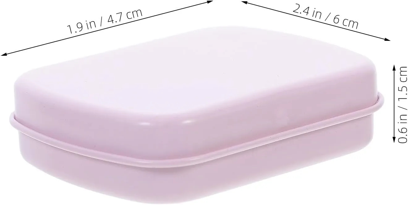 Cabilock 4pcs Portable Rectangle Metal Storage Box with Hinged Lid Mini Organizer for Jewelry Candies and Small Items Empty Tin Containers Pink
