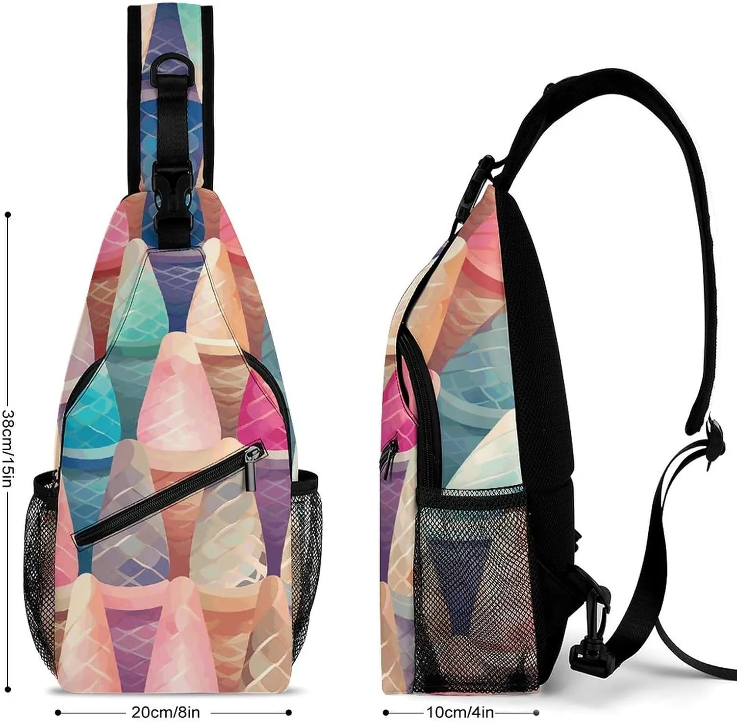 Cactus And Flowers Sling Bag Lightweight Crossbody Chest Pack Travel Shoulder Bag with Adjustable Strap