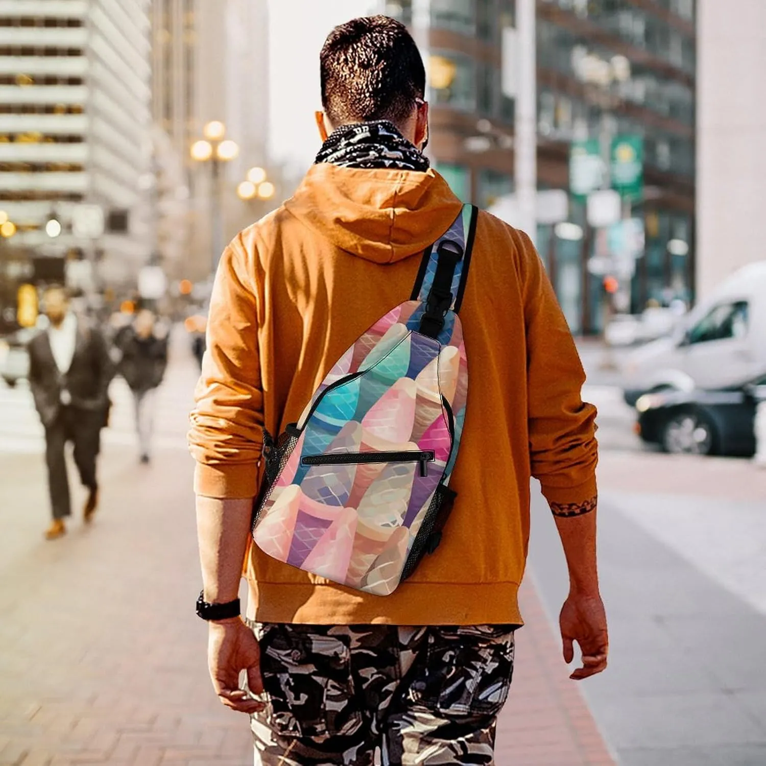 Cactus And Flowers Sling Bag Lightweight Crossbody Chest Pack Travel Shoulder Bag with Adjustable Strap