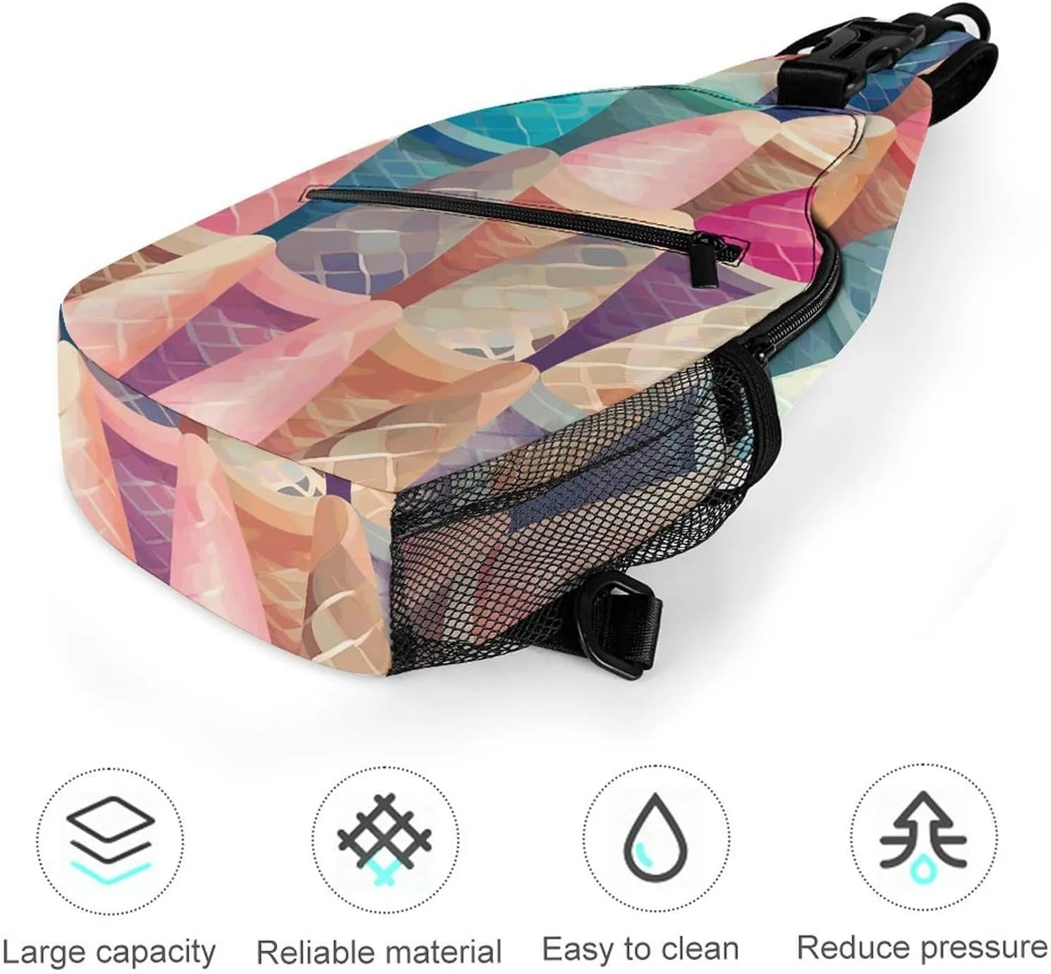 Cactus And Flowers Sling Bag Lightweight Crossbody Chest Pack Travel Shoulder Bag with Adjustable Strap
