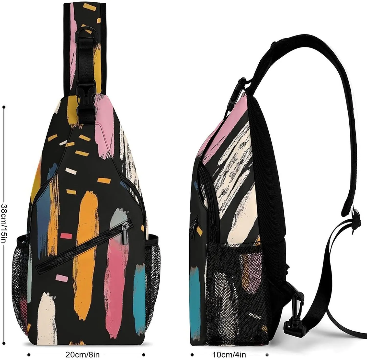 Cactus And Flowers Sling Bag Lightweight Crossbody Chest Pack Travel Shoulder Bag with Adjustable Strap