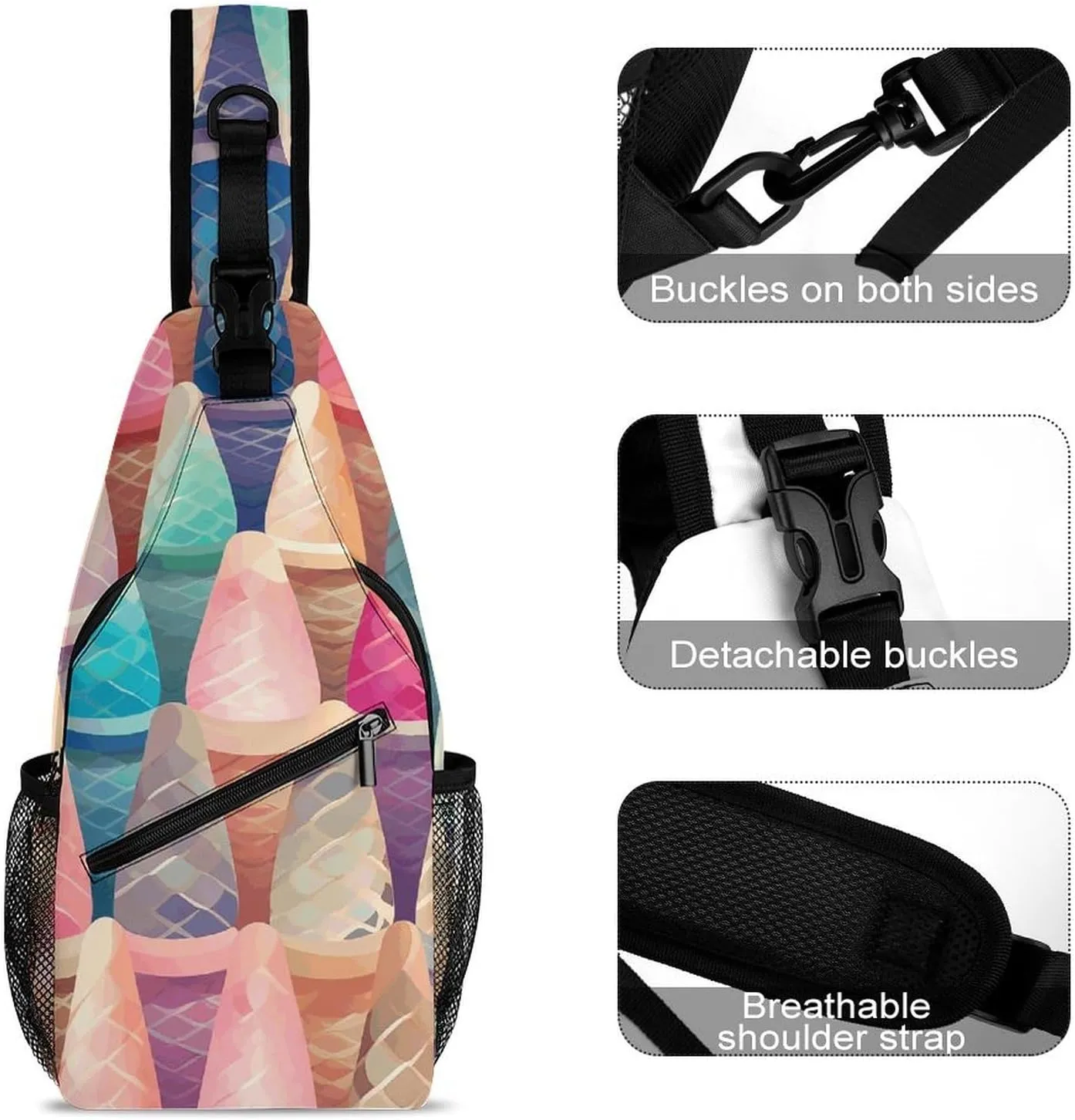 Cactus And Flowers Sling Bag Lightweight Crossbody Chest Pack Travel Shoulder Bag with Adjustable Strap