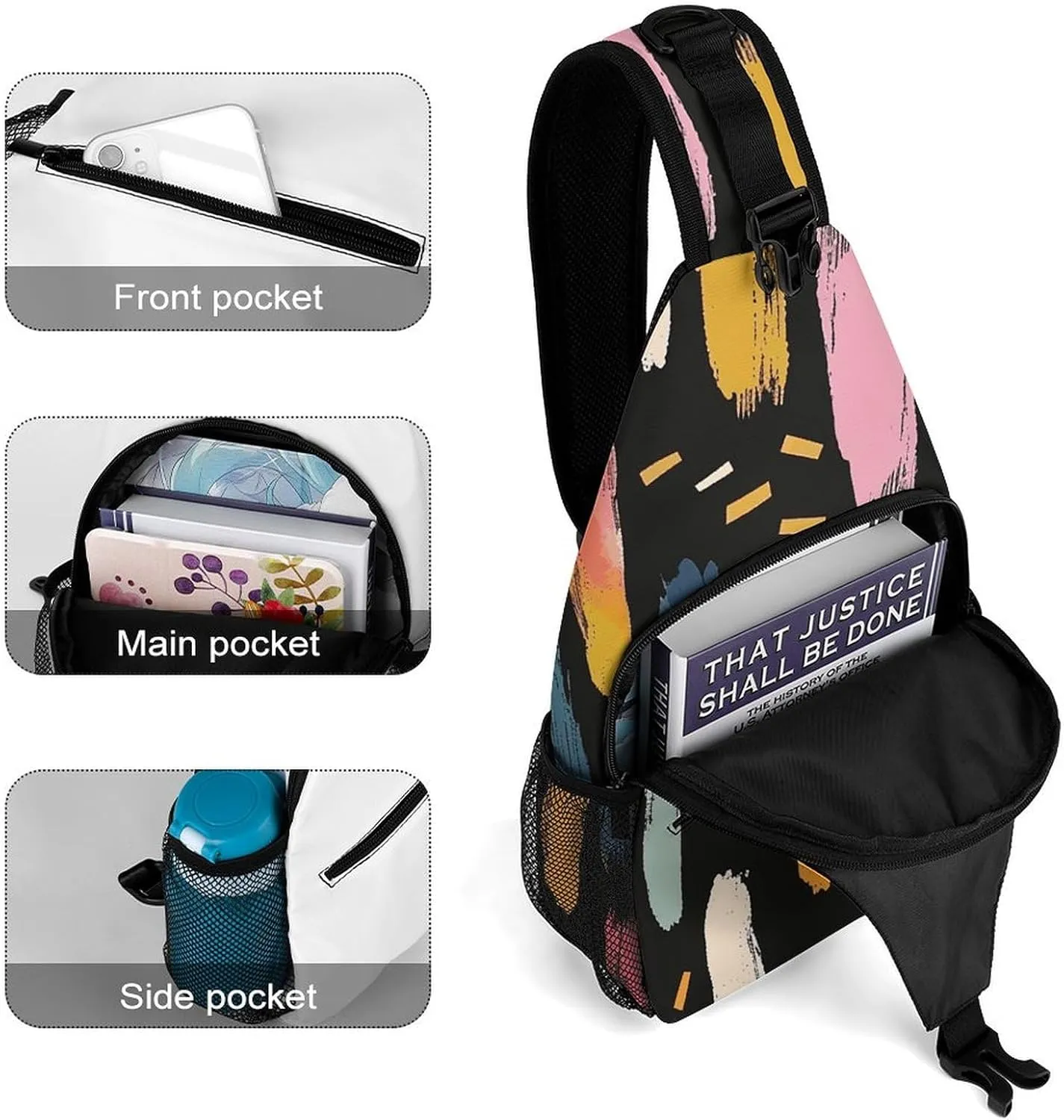 Cactus And Flowers Sling Bag Lightweight Crossbody Chest Pack Travel Shoulder Bag with Adjustable Strap