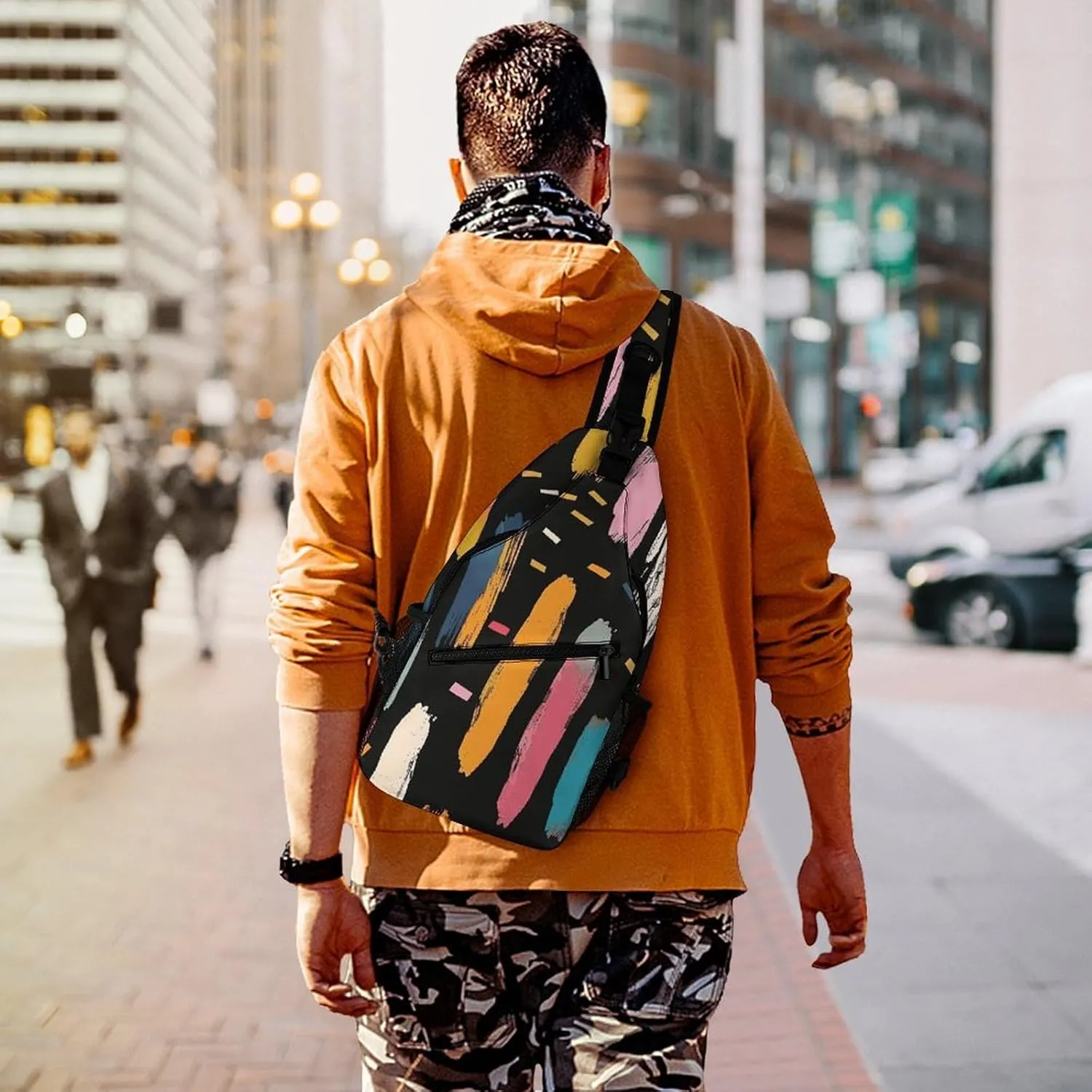 Cactus And Flowers Sling Bag Lightweight Crossbody Chest Pack Travel Shoulder Bag with Adjustable Strap