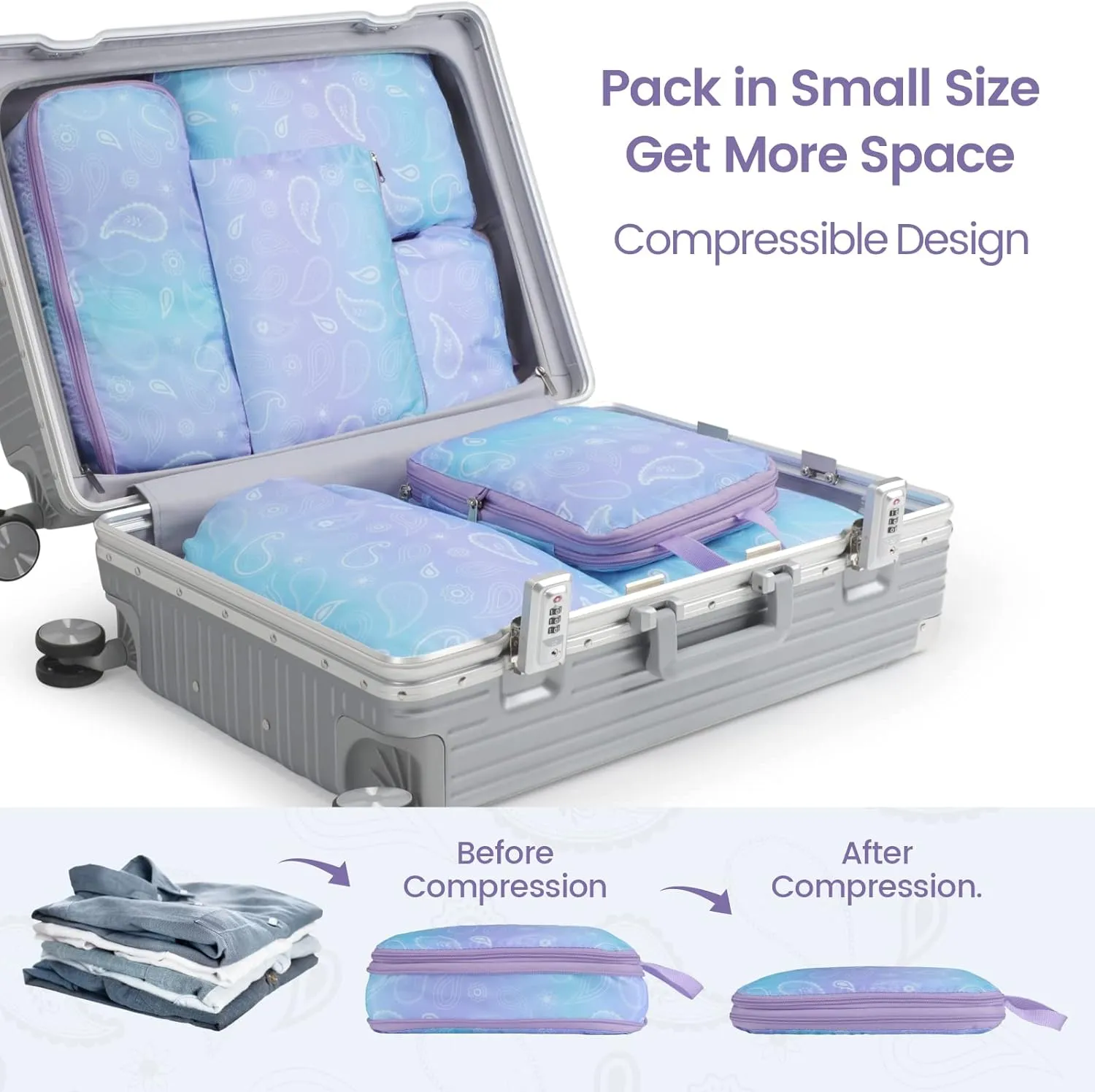 Cambond Mesh Compression Packing Cubes Travel - Space Saving Packing Cubes for Travel Women, Lightweight Compression Cubes for Travel Bags Luggage Packing Organizer for Suitcases
