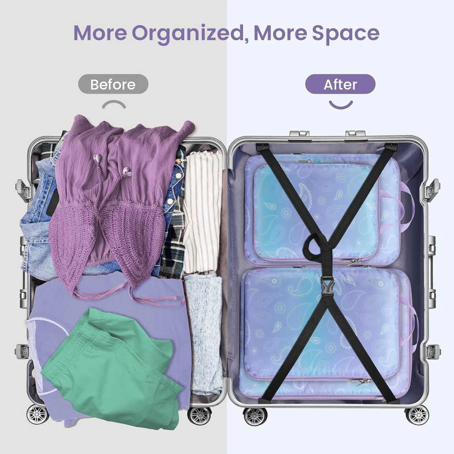 Cambond Mesh Compression Packing Cubes Travel - Space Saving Packing Cubes for Travel Women, Lightweight Compression Cubes for Travel Bags Luggage Packing Organizer for Suitcases