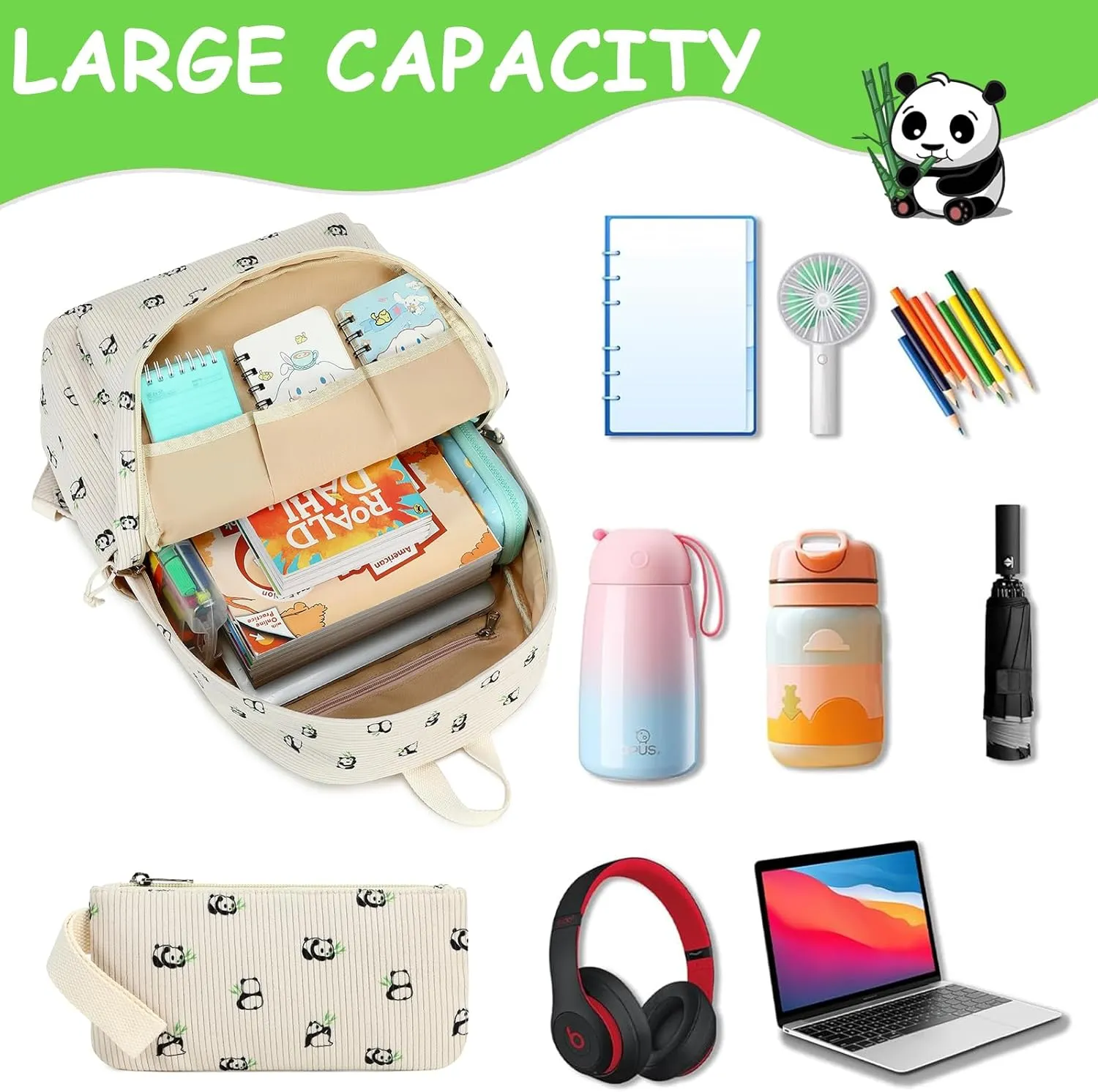 CAMTOP Backpack for School Kids Cute Backpacks for Girls Elementary Lighweight Bookbag with Lunch Box Pencil Case 3 in 1