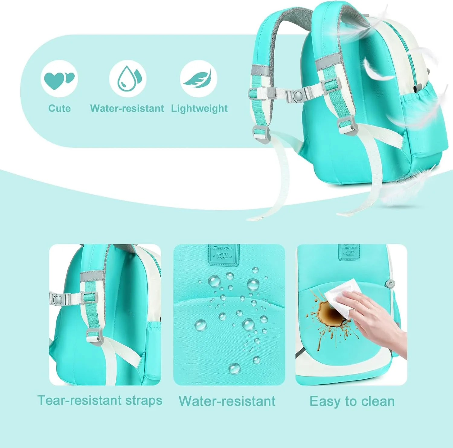 CAMTOP Toddler Backpack for Boys Girls 2-4, Kids Backpacks for Kindergarten Preschool, 12" H Small Bookbag for Daycare Travel (Blue)
