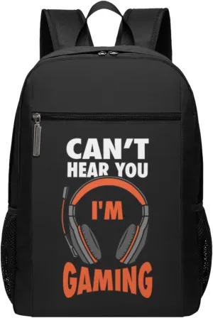 Can't Hear You I'm Gaming Travel Laptop Backpack, Business Anti Theft Slim Sturdy Laptops Backpacks, College Computer Bag Gift for Men & Women Fits 17 Inch Notebook,Black