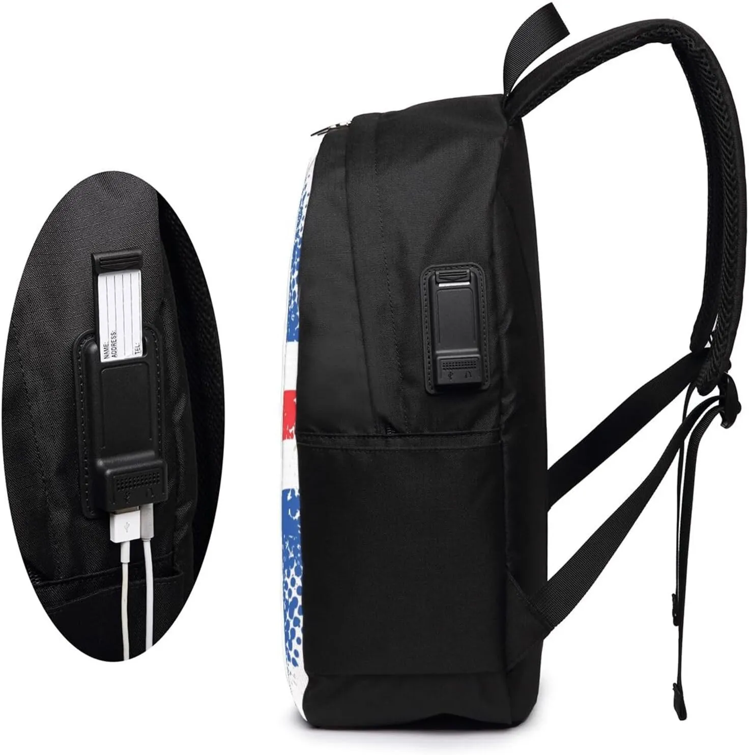 Cape Verde Cape Verdean Flag Travel Backpack 17-Inch Laptop Backpacks Business Rucksack Casual Sport Daypack with USB Charging Port Carry-on Bag for Camping Biking