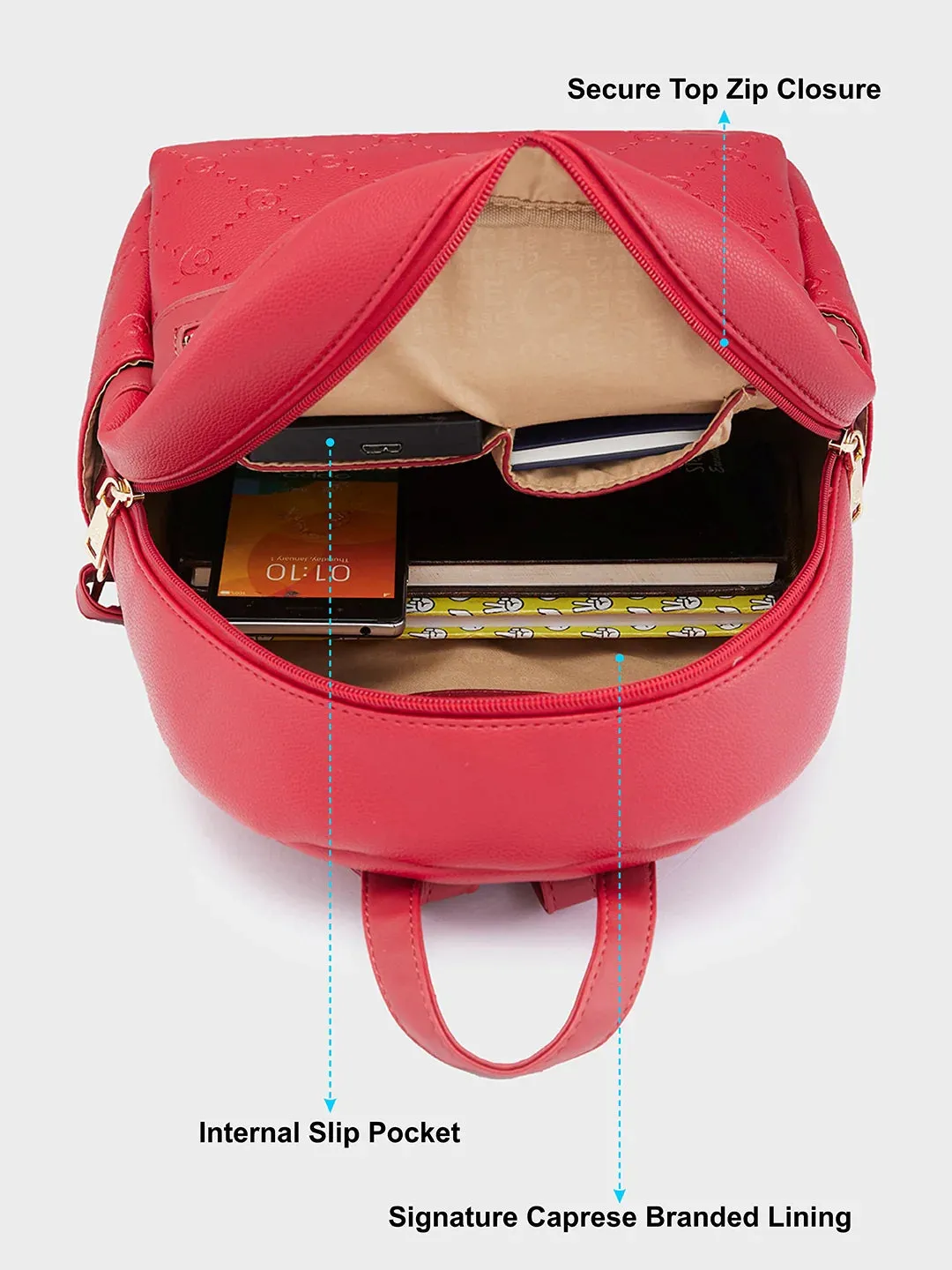 Caprese Brianna Medium Red Backpack