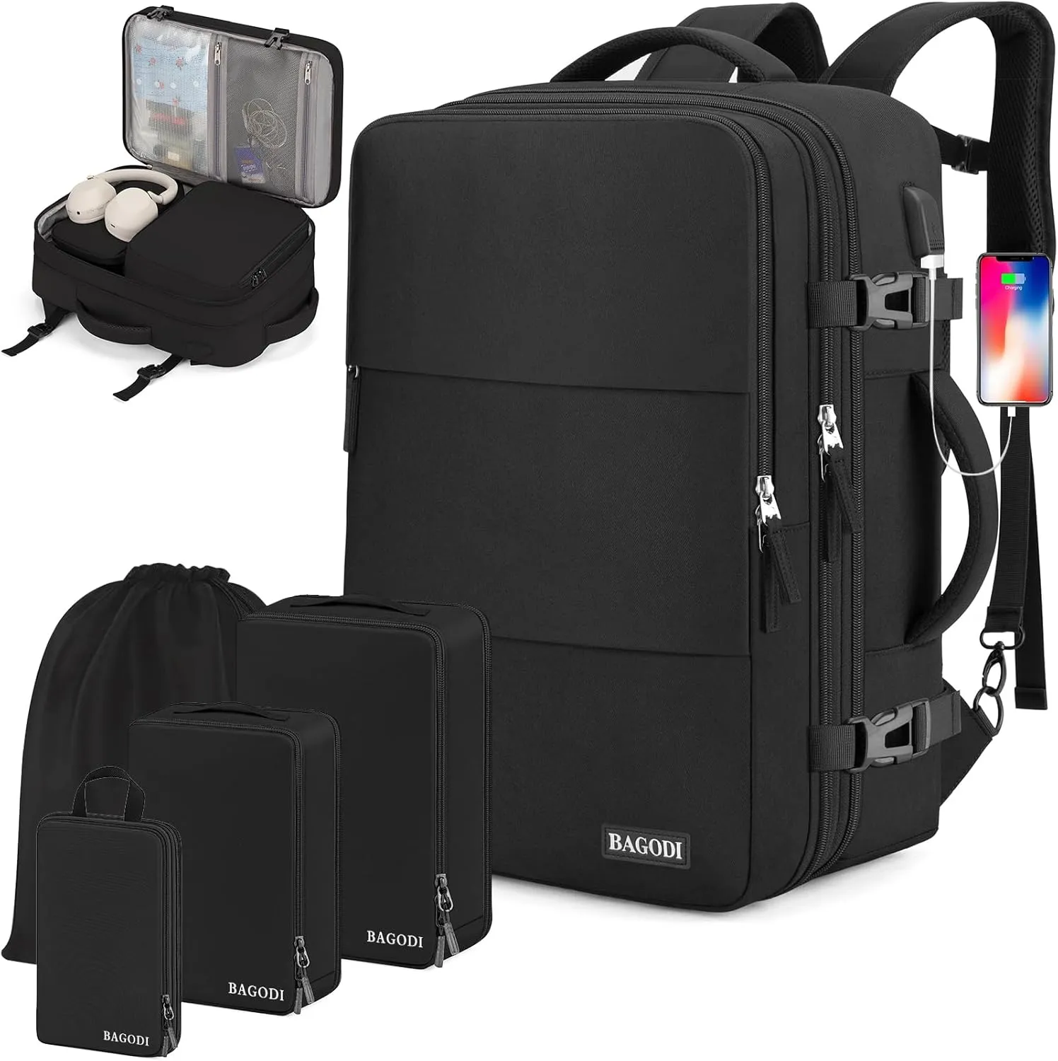 Carry On Backpack, 42L Flight Approved Travel Backpack for Men & Women, Airline Approved Gym & Business Laptop Daypack, Casual Daypack for Business & Weekend Hiking